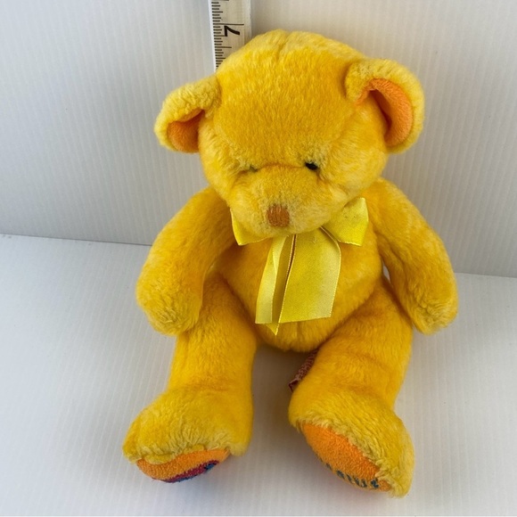Russ Aquarius Bear Plush 7 inch Seated Yellow Teddy Bear - Picture 8 of 12